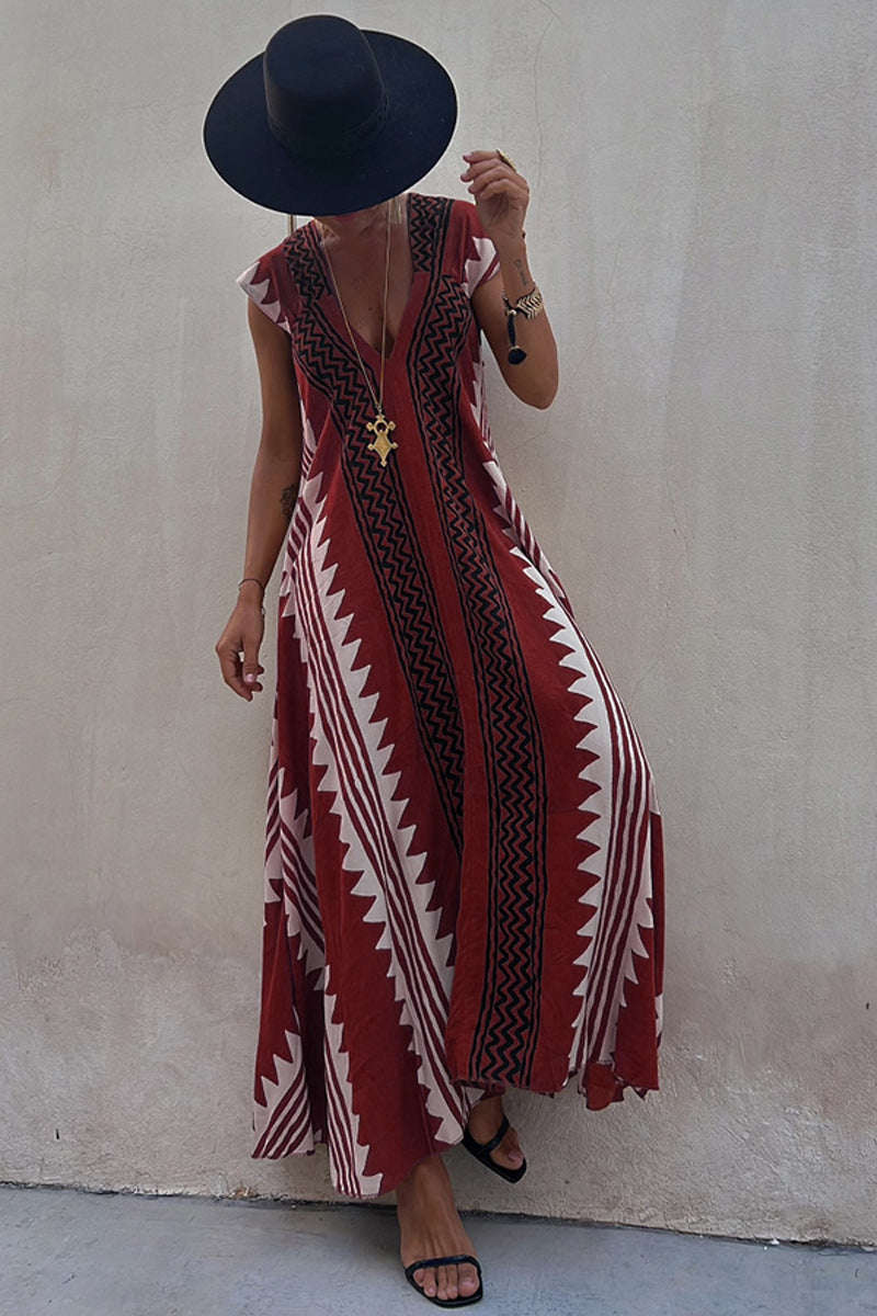 JO | Beach dates Ethno print maxi dress in A-line