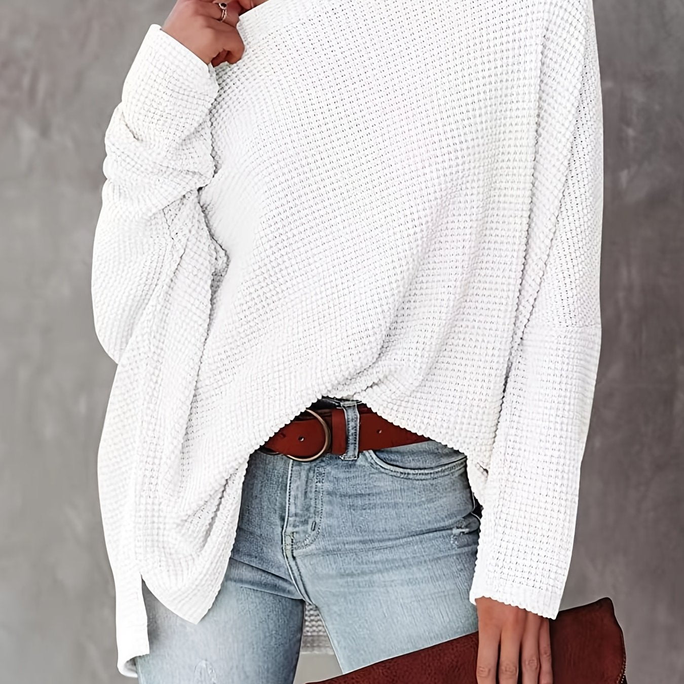 JO | Casual off-the-shoulder long-sleeved knitted sweater, oversized