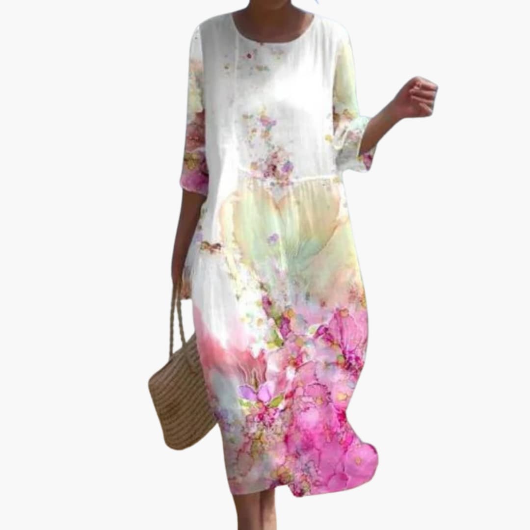 JO | Women's floral midi dress with 3/4 sleeves for summer