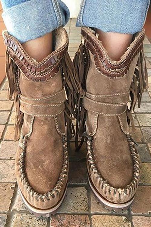 JO | Suede moccasin boots with fringes