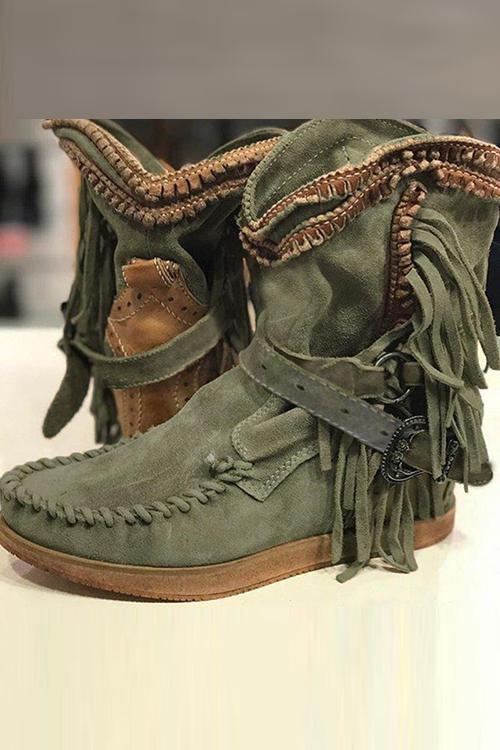 JO | Suede moccasin boots with fringes