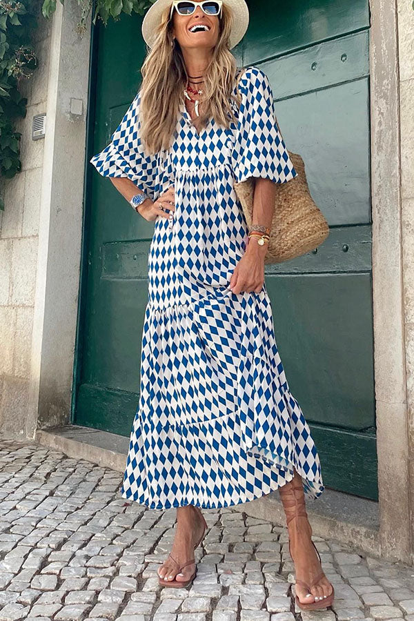 JO | Midi dress with puff sleeves