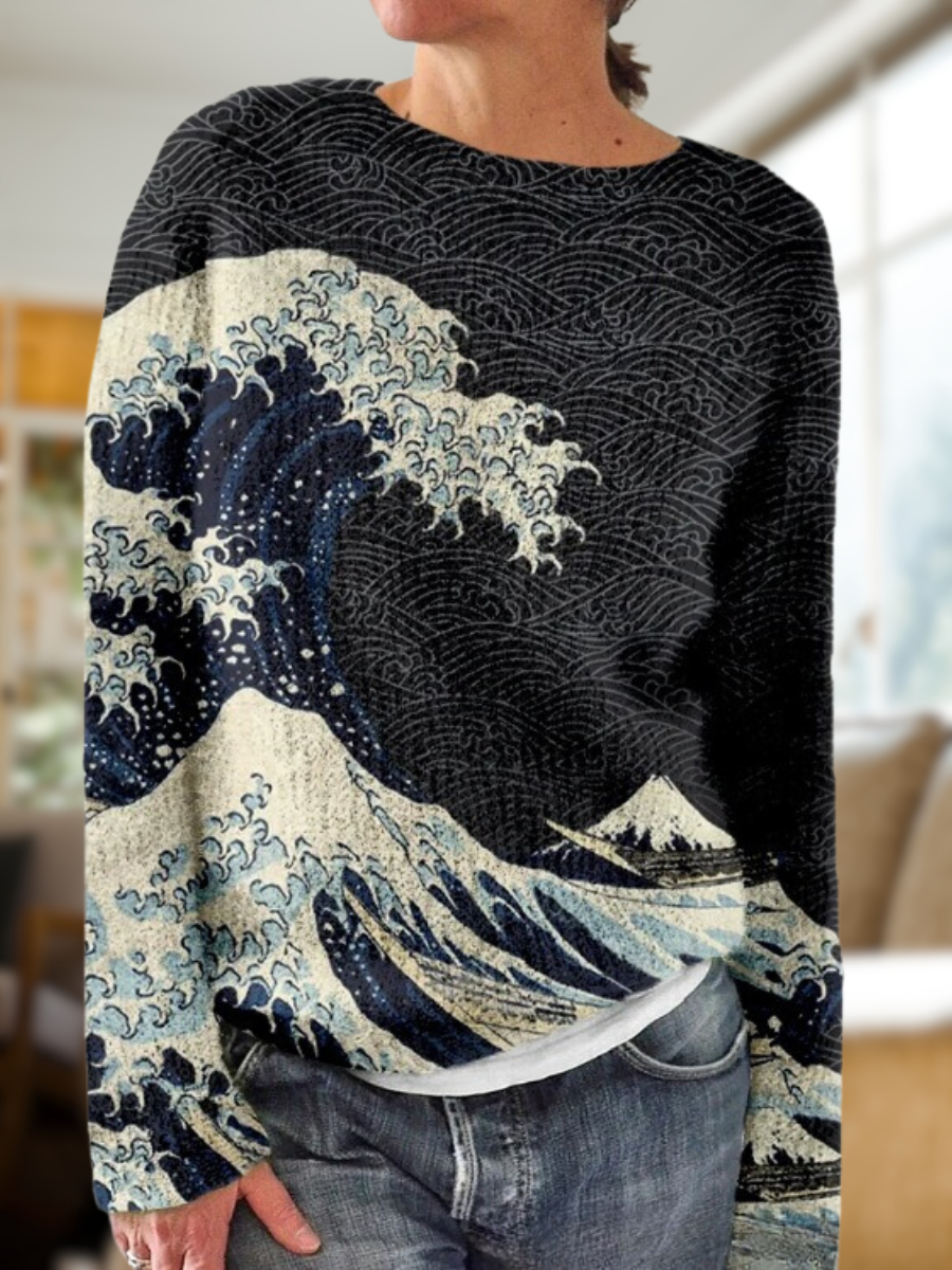 JO | Elegant sweater with printed wave pattern
