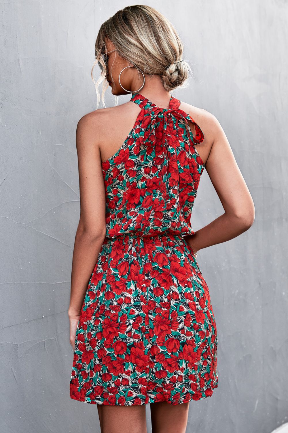 JO | Floral tied sleeveless mini dress