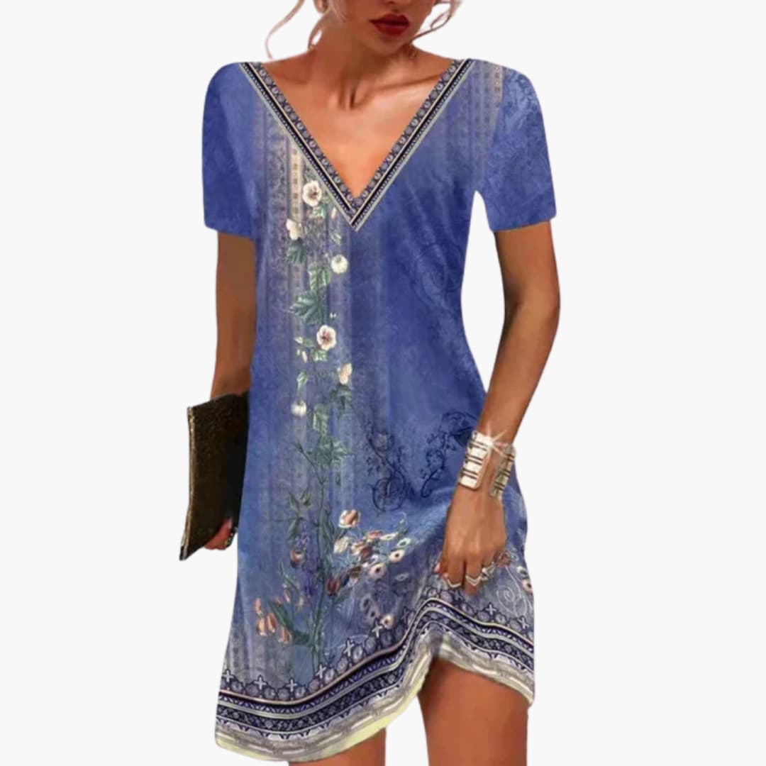 JO | Women's viscose mini dress with V-neck and floral print