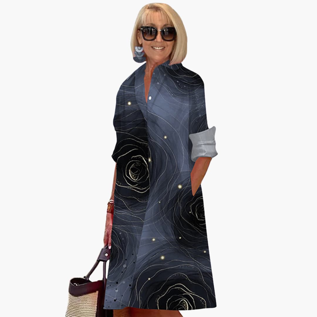 JO | Women's midi dress with long sleeves and shirt collar