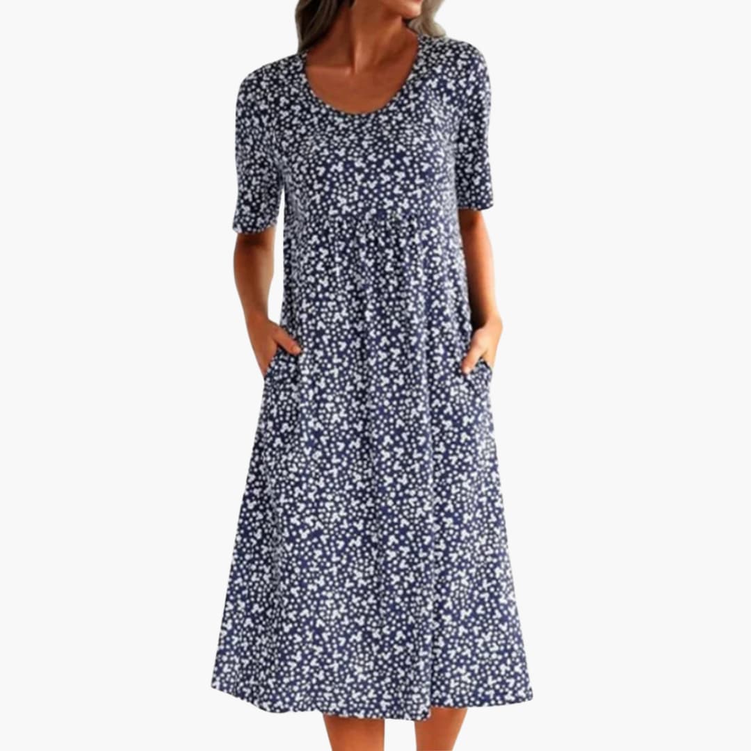 JO | Women's boho midi dress with short sleeves and pockets