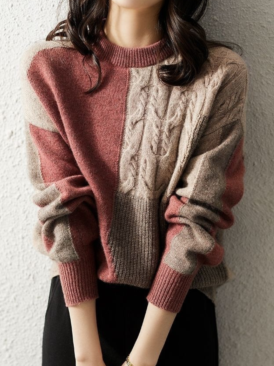 JO | Chic & stylish knitted sweater in contrasting color