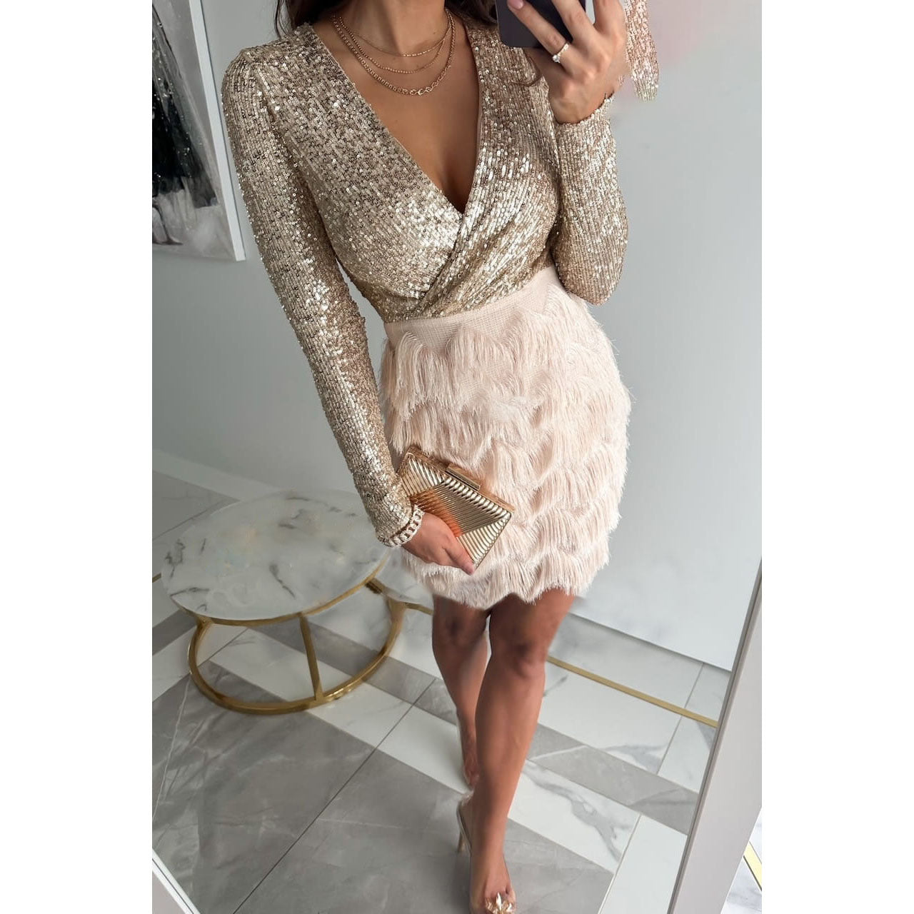 JO | elegant glitter mini dress for women