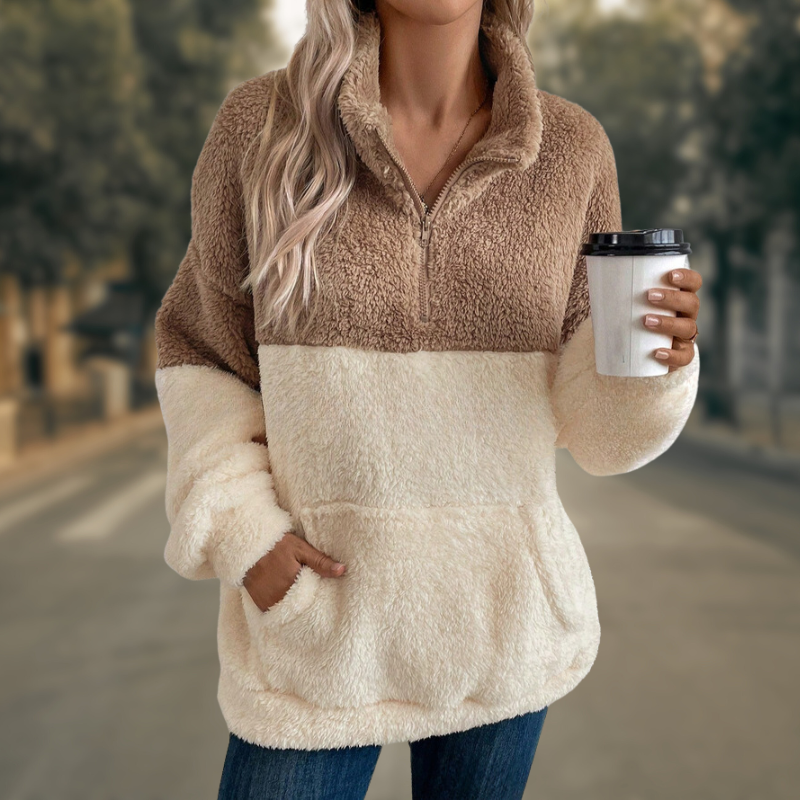 JO | Fashionable two-tone sweater with pocket