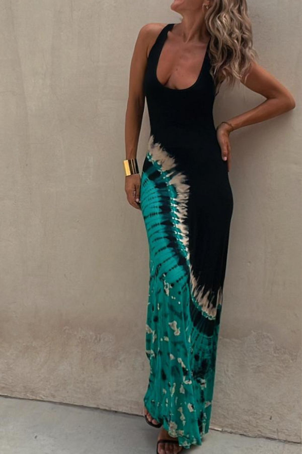 JO | Starry Sky Tie-dye-print stretch back maxi dress