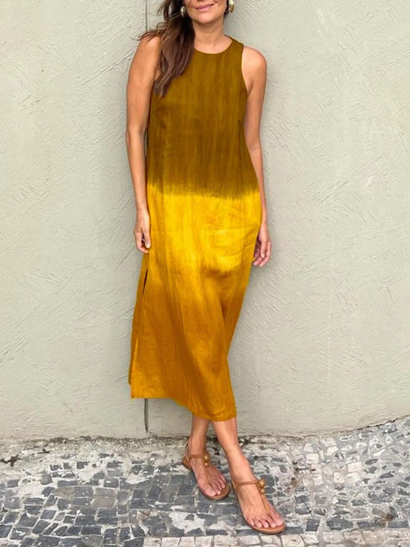 JO | Full Size Sleeveless Gradient Tank Midi Dress Plus Size