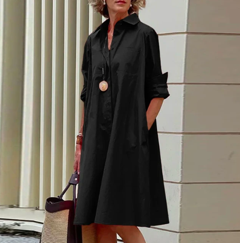 JO | Plain-colored shirt dress for women