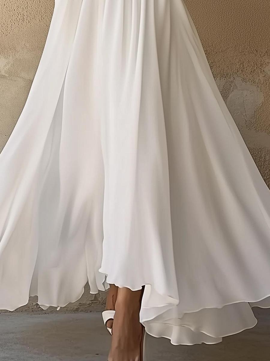 JO | Vintage Simple white maxi dress with V-neckline