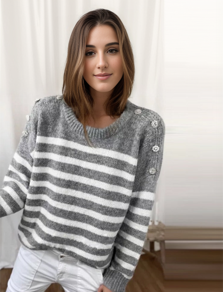 JO |Chic striped long sleeve sweater