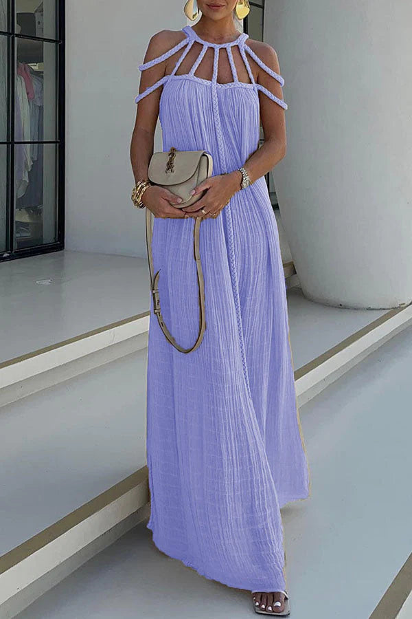 JO | Modern and sophisticated linen blend draped braids cover up maxi dress