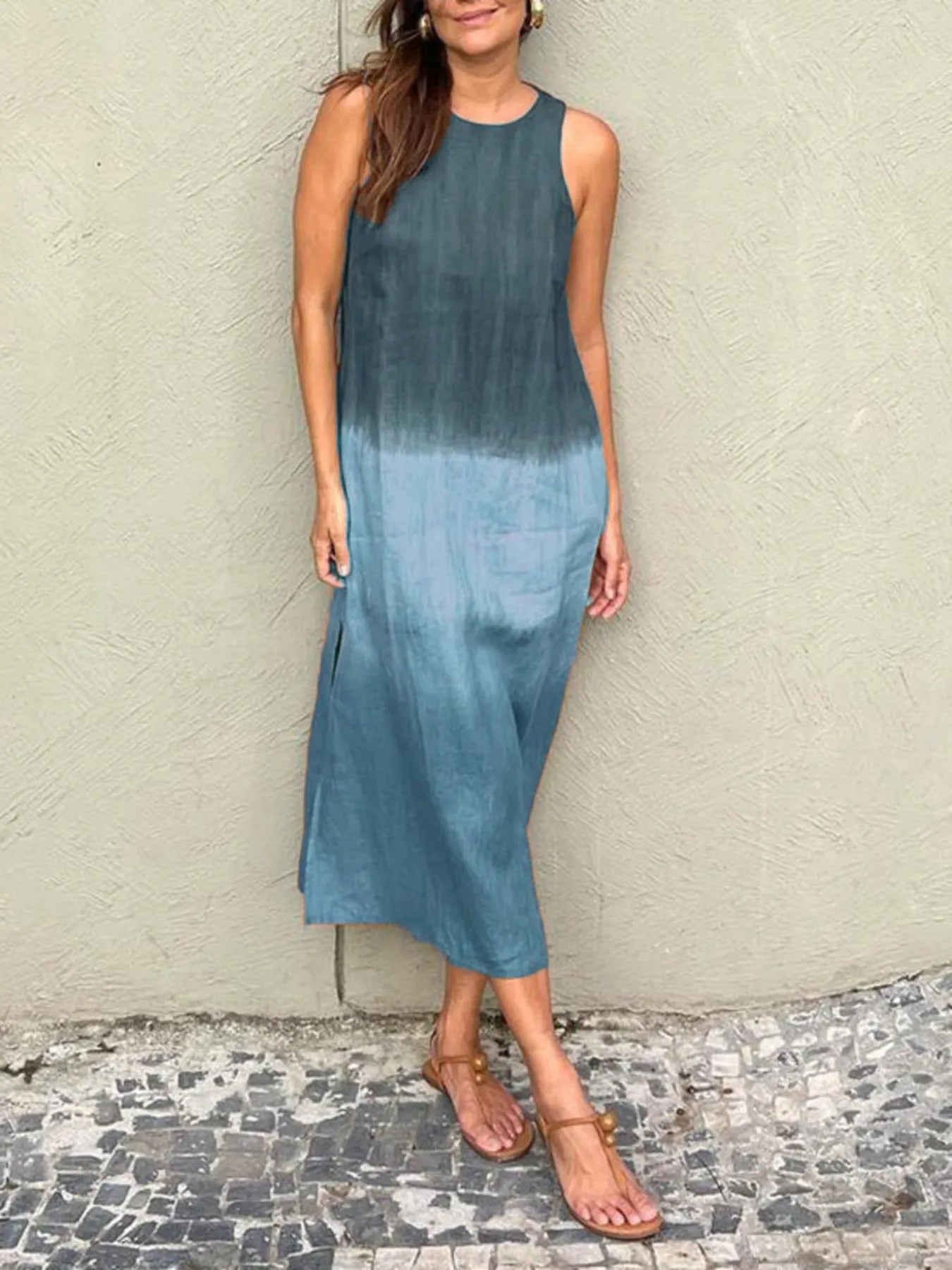 JO | Full Size Sleeveless Gradient Tank Midi Dress Plus Size