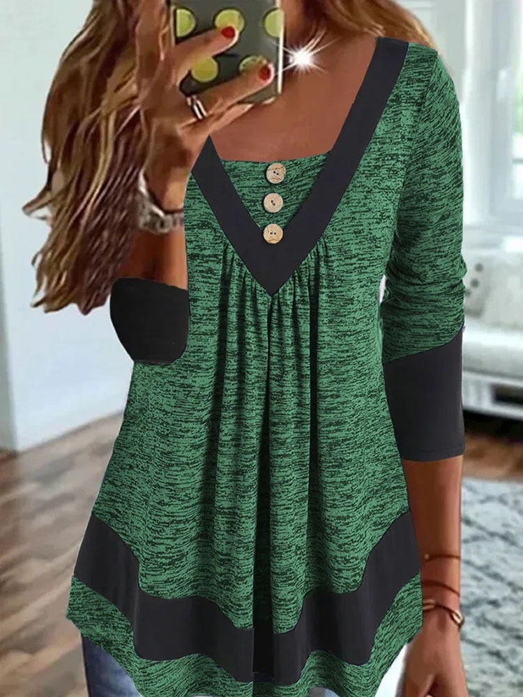 JO | Casual women's T-shirt with V-neck and pullover print