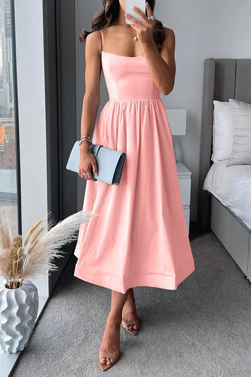 JO | Fitted midi dress with spaghetti straps