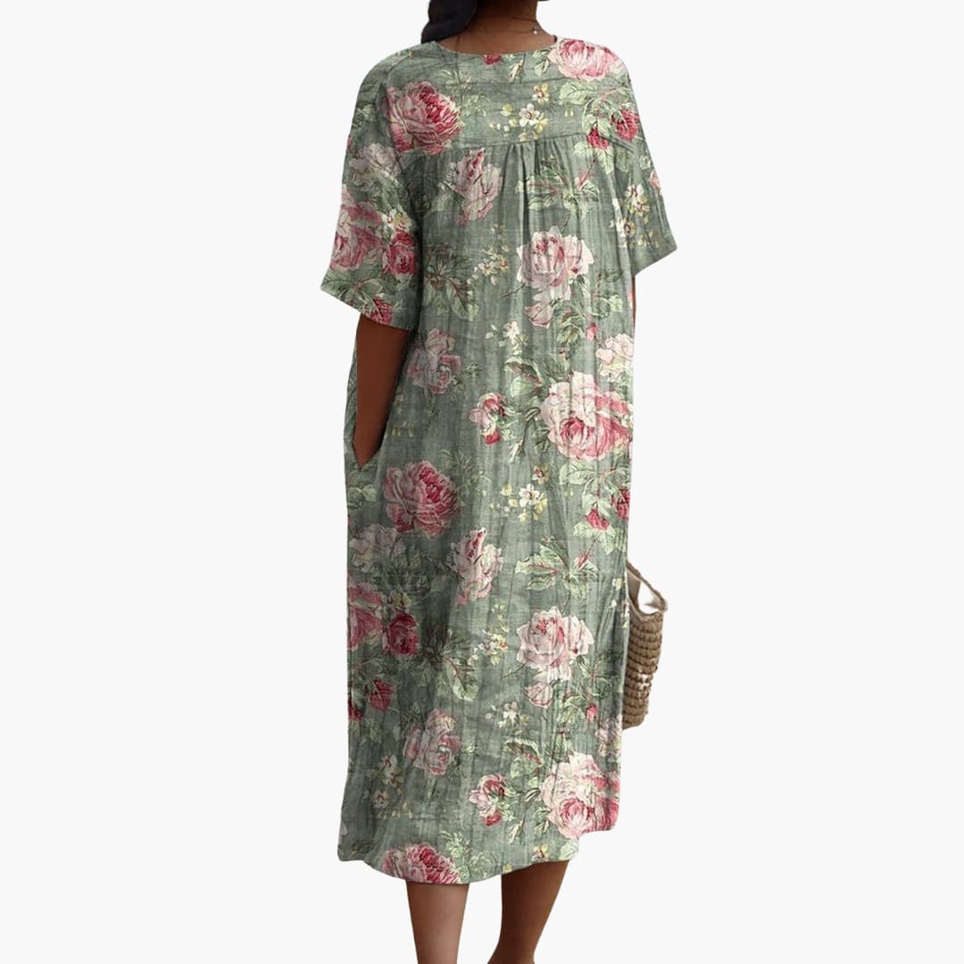 JO | Women's short sleeve floral midi dress for summer wear