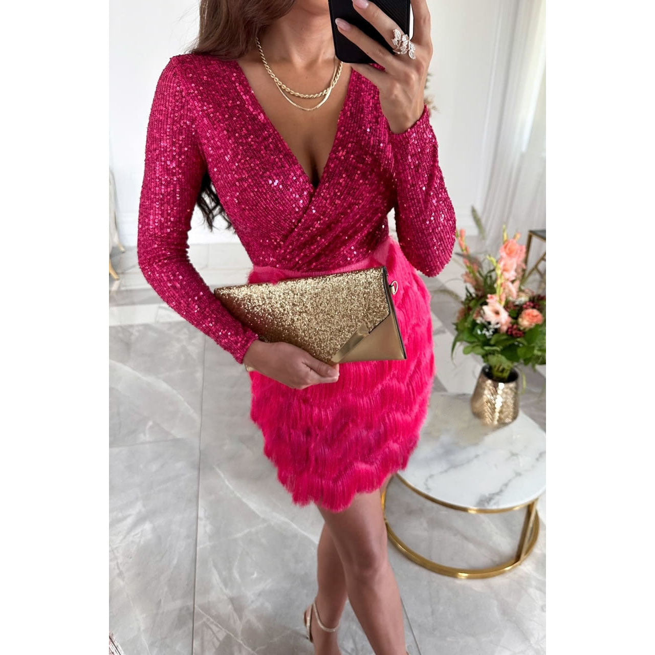 JO | elegant glitter mini dress for women