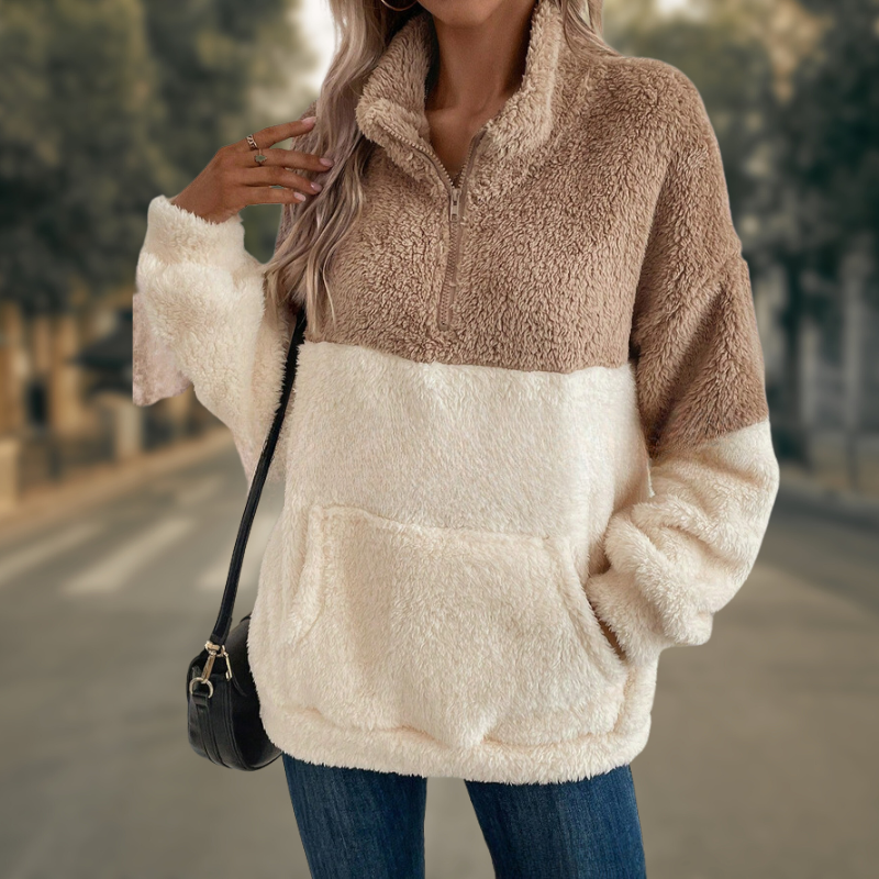 JO | Fashionable two-tone sweater with pocket