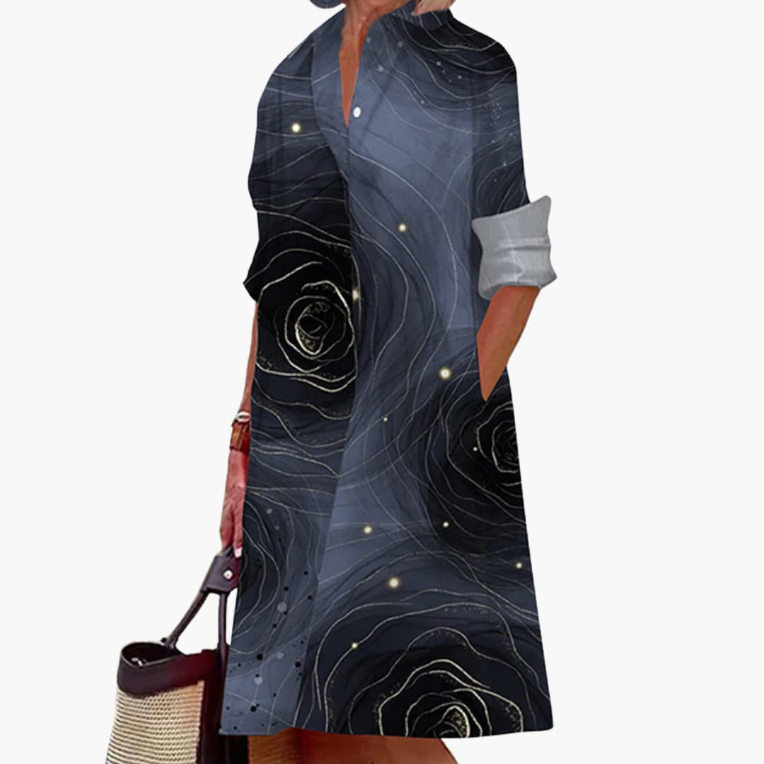 JO | Women's midi dress with long sleeves and shirt collar