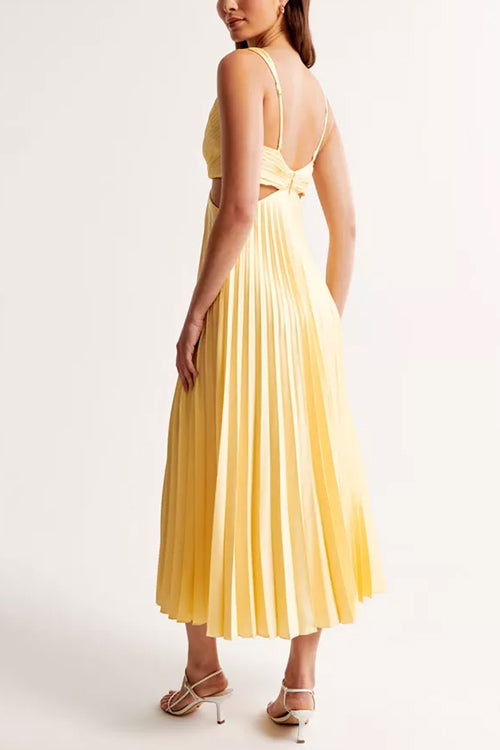 JO | V-neck pleated maxi dress