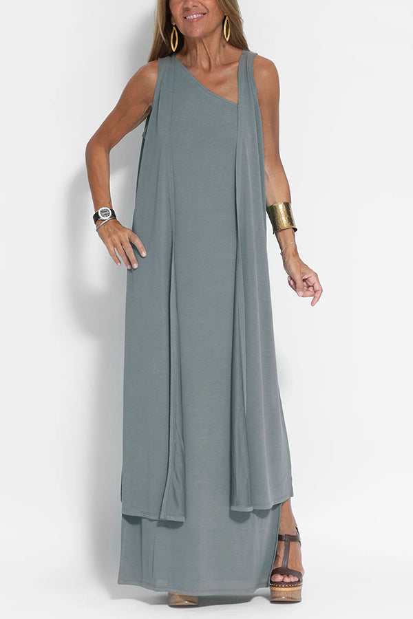 JO | Flawless and free one-shoulder maxi dress with relaxed slit