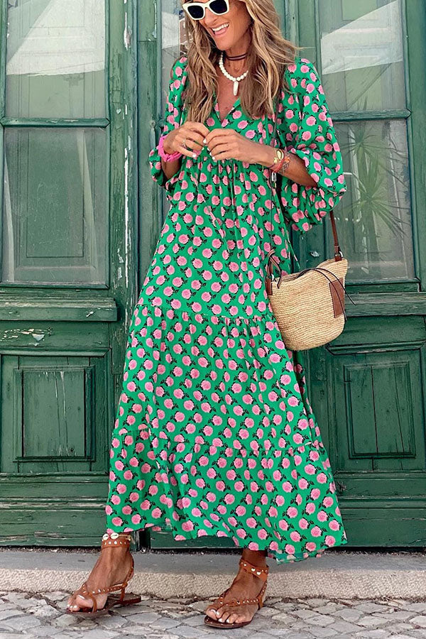 JO | Midi dress with puff sleeves