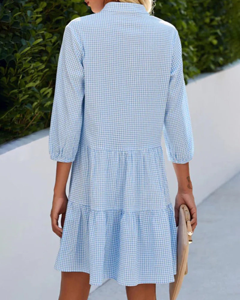 JO | Women's Loose Shirt Style V-Neck Mini Dress