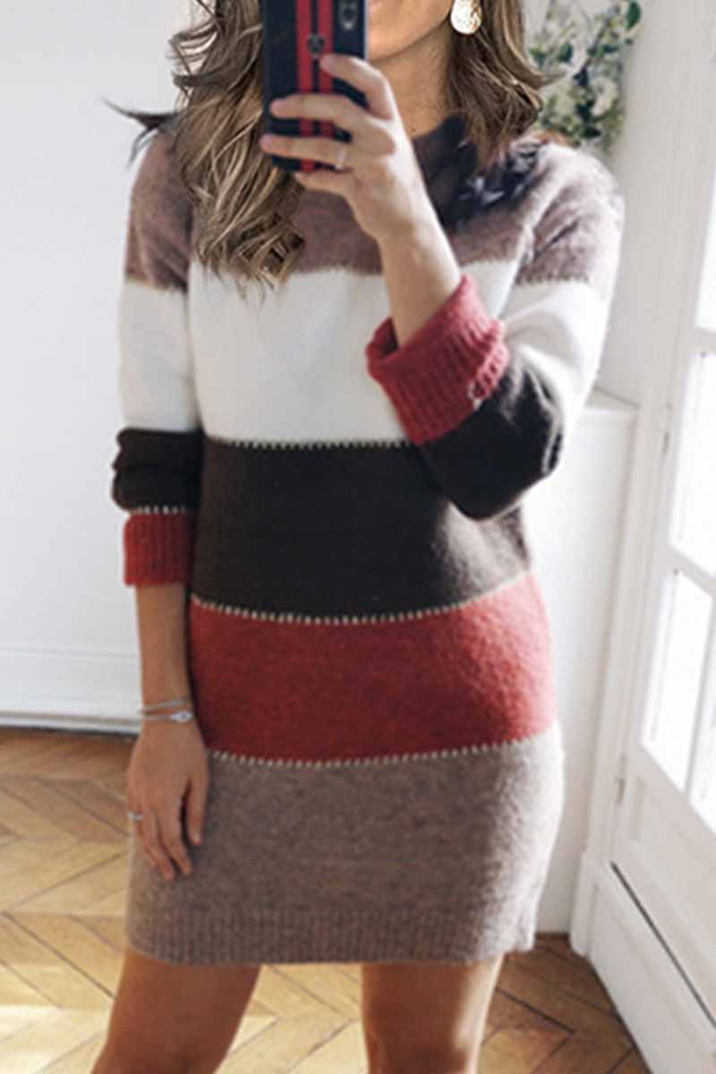 JO | Splicing Casual Contrast Mini Dress(3 colors)