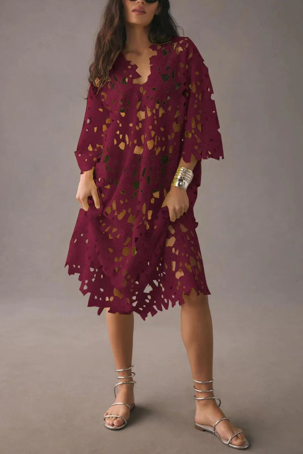 JO | I Belong Here Floral Eyelet Lace Cover Up Beach Midi Dress