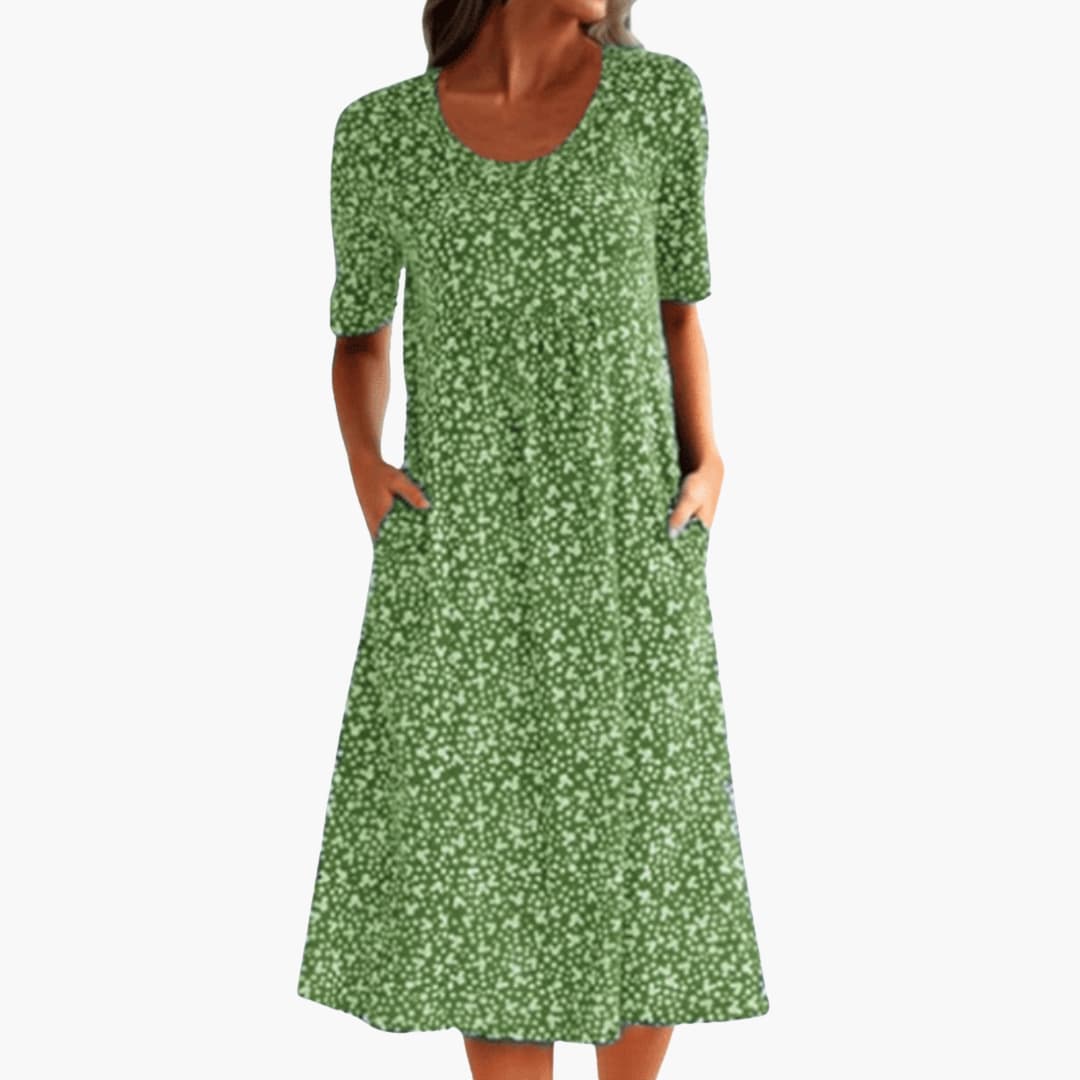 JO | Women's boho midi dress with short sleeves and pockets