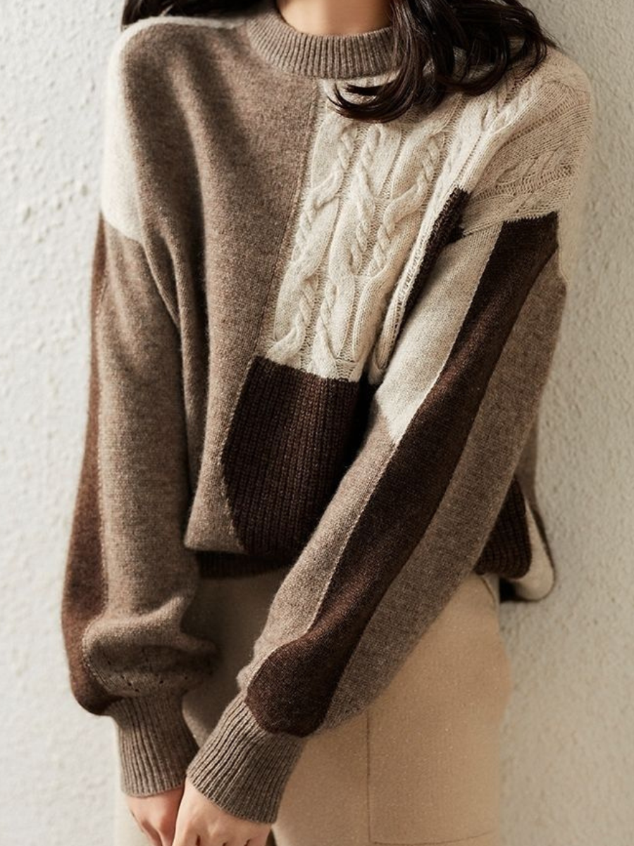 JO | Chic & stylish knitted sweater in contrasting color