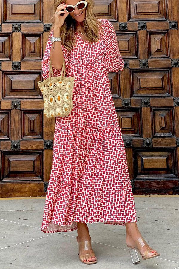 JO | Midi dress with puff sleeves