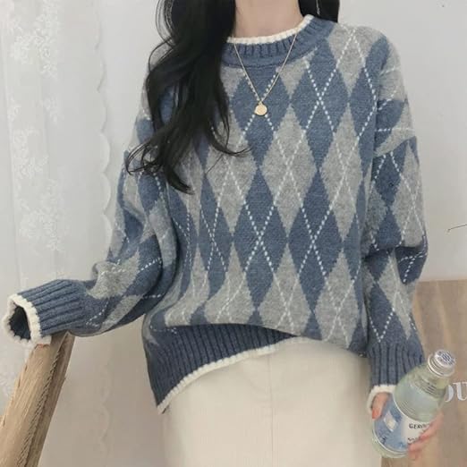 JO | Trendy plaid loose sweater