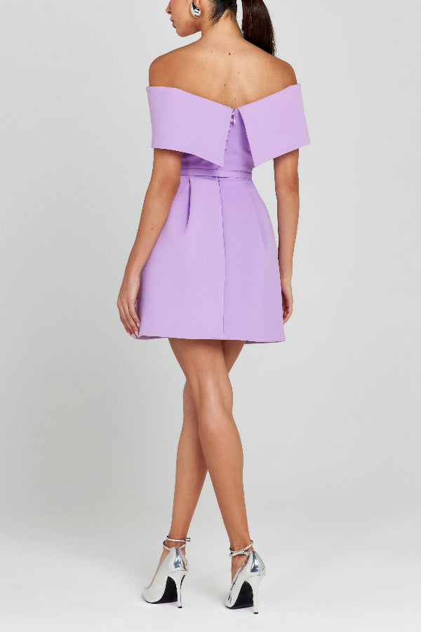 JO | Elegant Evening Lapel Bandeau Detachable Belt Pocketed Mini Dress
