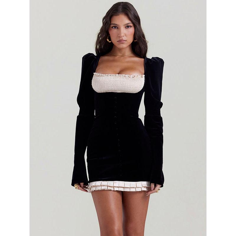 JO | Elegant long-sleeved backless mini dress