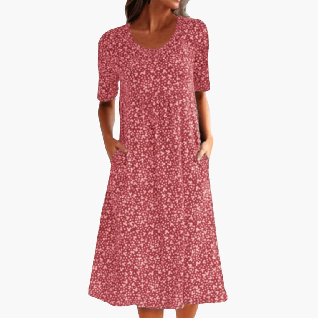JO | Women's boho midi dress with short sleeves and pockets