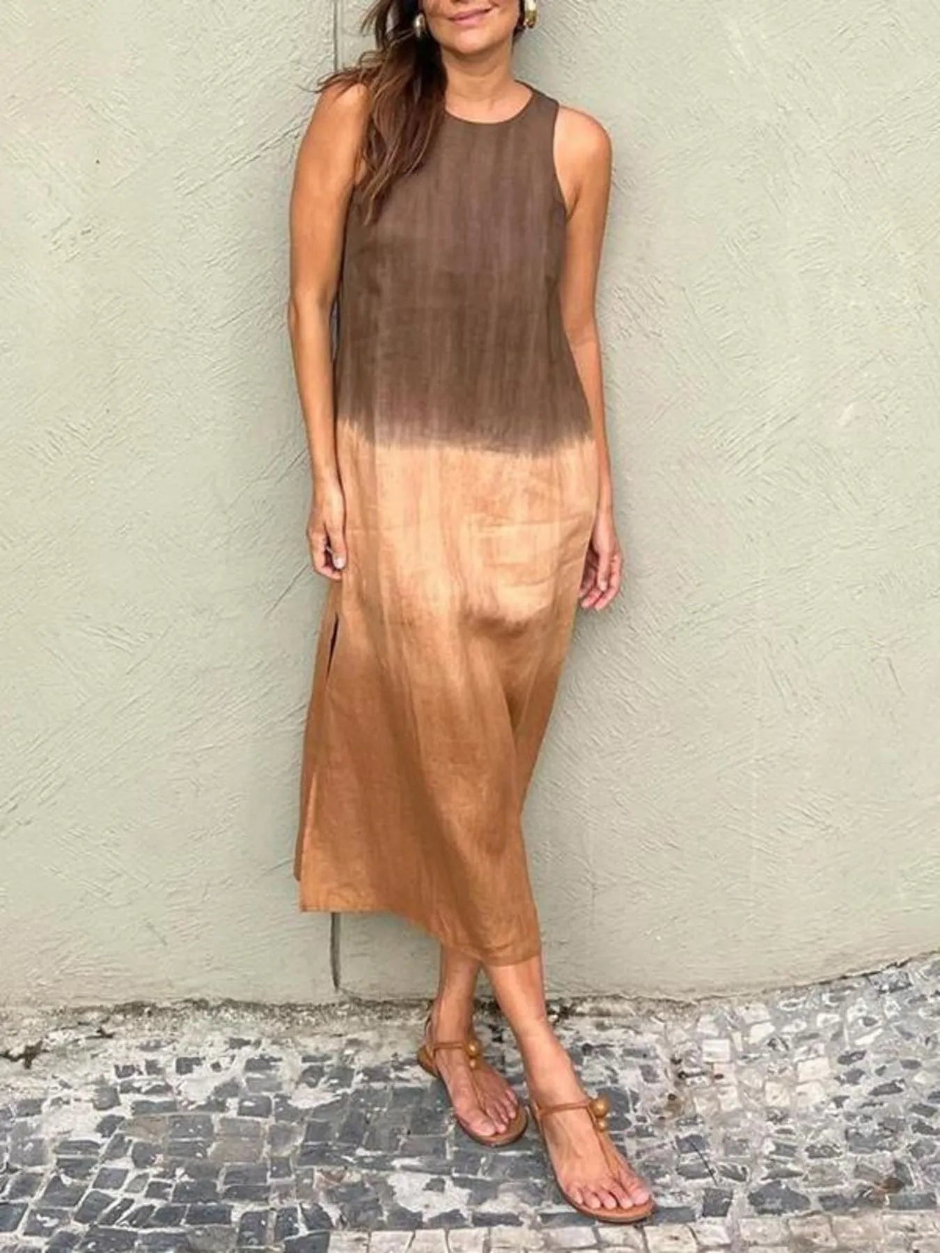 JO | Full Size Sleeveless Gradient Tank Midi Dress Plus Size