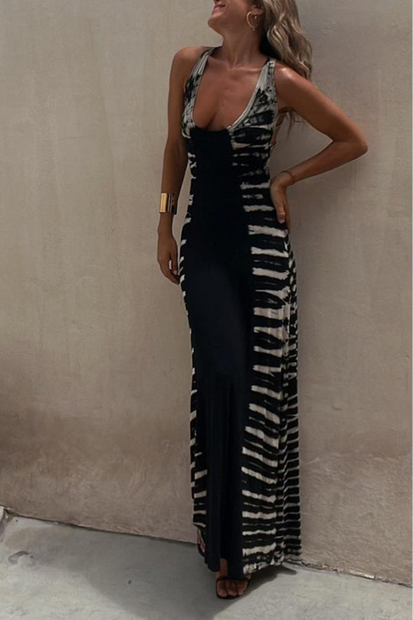JO | Starry Sky Tie-dye-print stretch back maxi dress