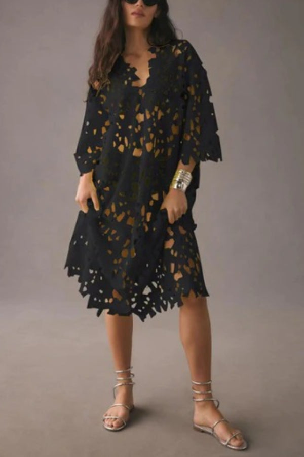 JO | I Belong Here Floral Eyelet Lace Cover Up Beach Midi Dress