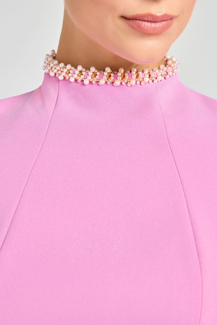 JO | Sweet and elegant fragrance Beaded short sleeve mini dress with pockets