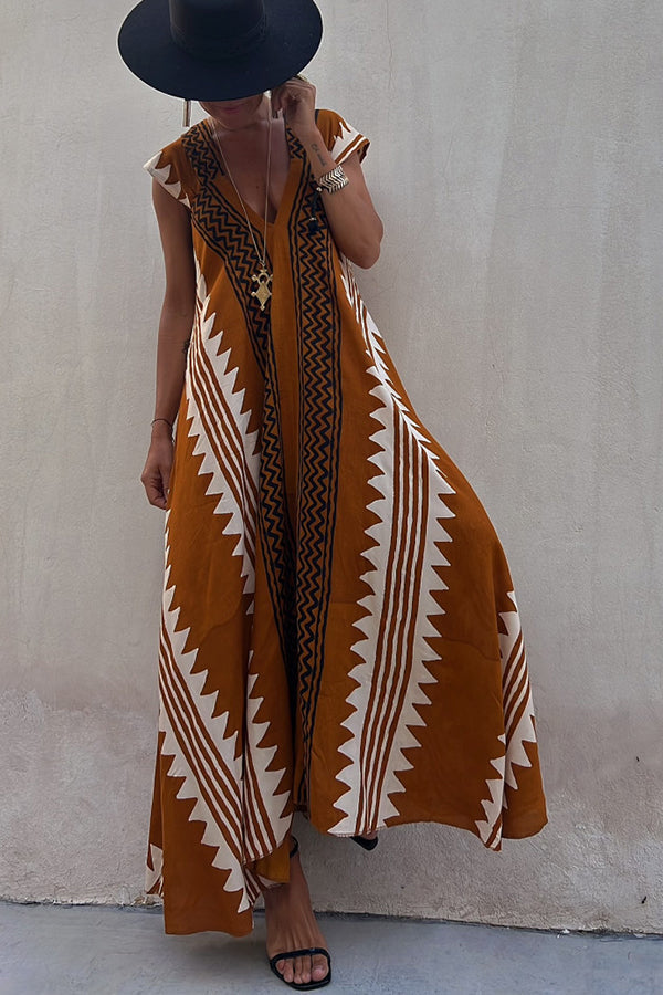 JO | Beach dates Ethno print maxi dress in A-line