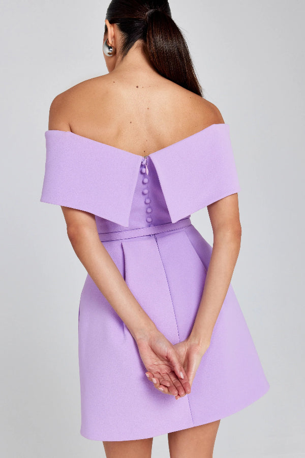 JO | Elegant Evening Lapel Bandeau Detachable Belt Pocketed Mini Dress