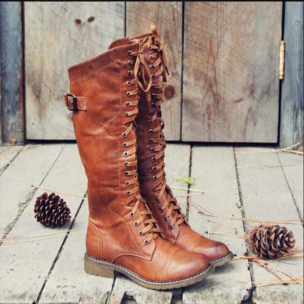 JO | Vintage knee-high lace-up boots