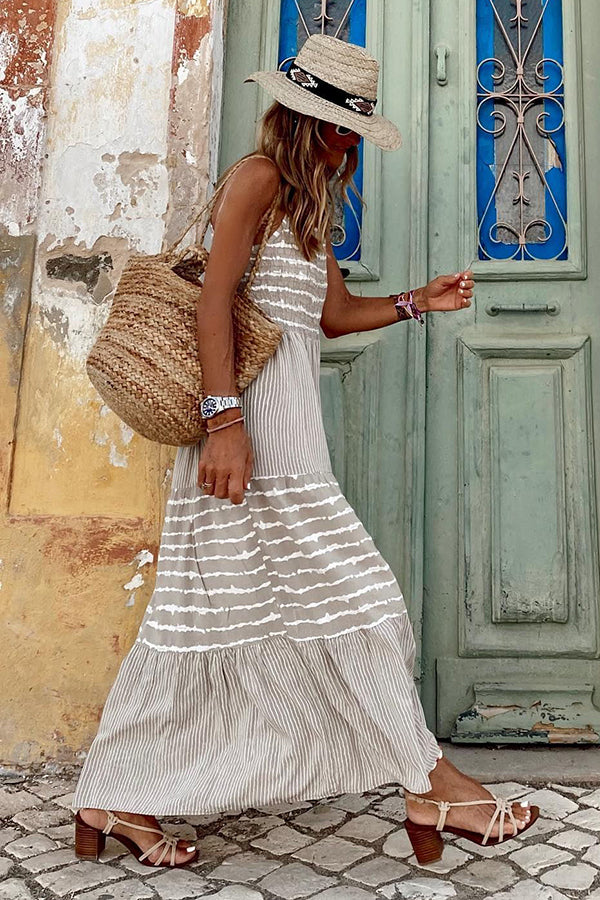 JO | Summer Rise Striped halterneck A-line maxi dress