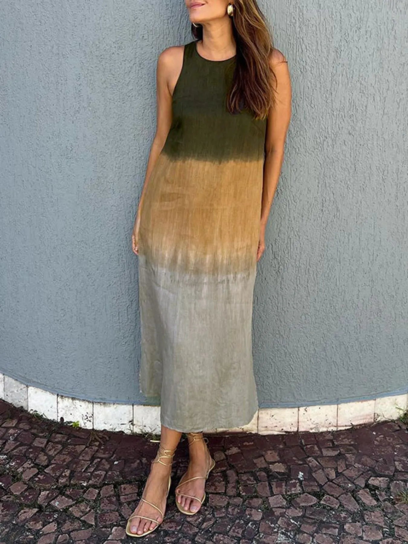 JO | Full Size Sleeveless Gradient Tank Midi Dress Plus Size