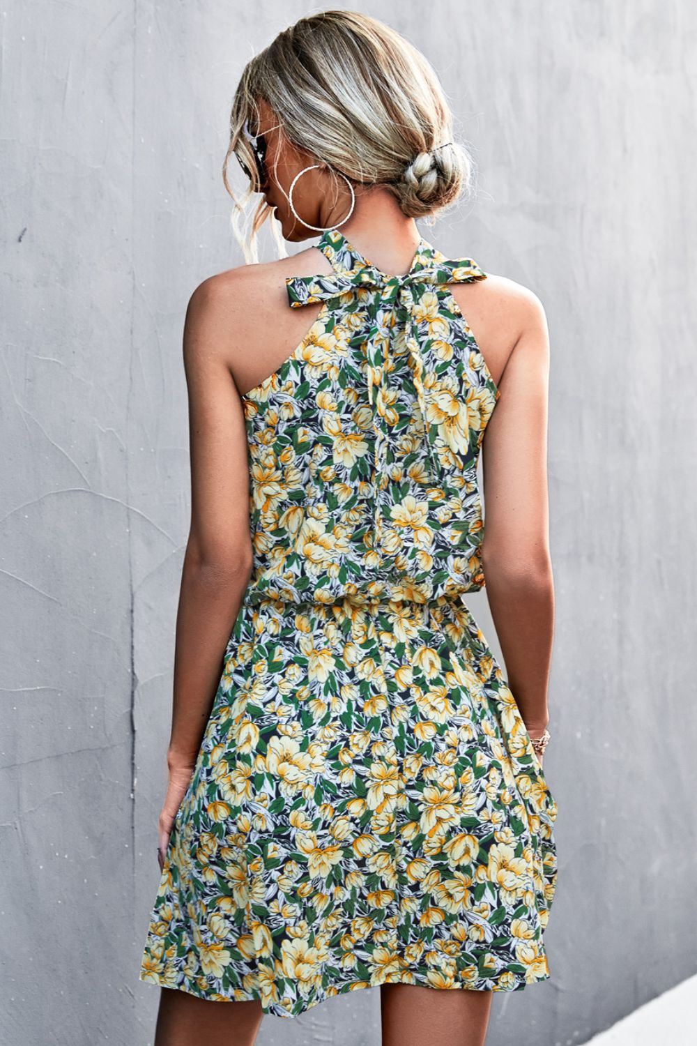JO | Floral tied sleeveless mini dress